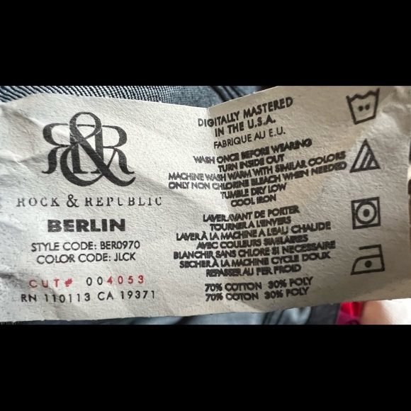 NWT Rock & Republic Victoria Beckham Gold Crown Straightleg Jeans Sz 29 (owner) - Picture 15 of 15